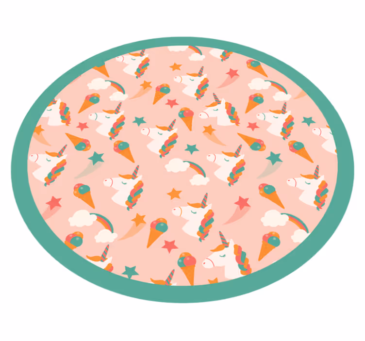 Unicorn Motif Circle kids vinyl rug - TenStickers