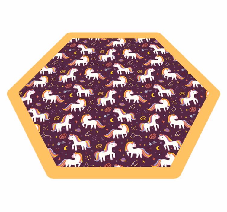 hand drawn unicorn pattern vinyl rug - TenStickers
