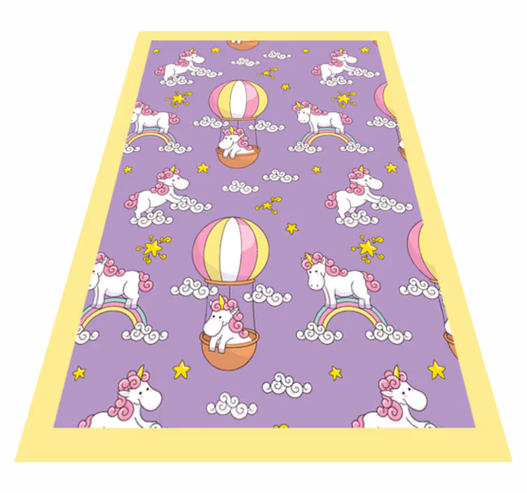 Playful Unicorn Pattern kids vinyl rug - TenStickers