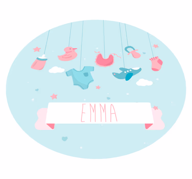 Personalized baby girl born personalised mat - TenStickers