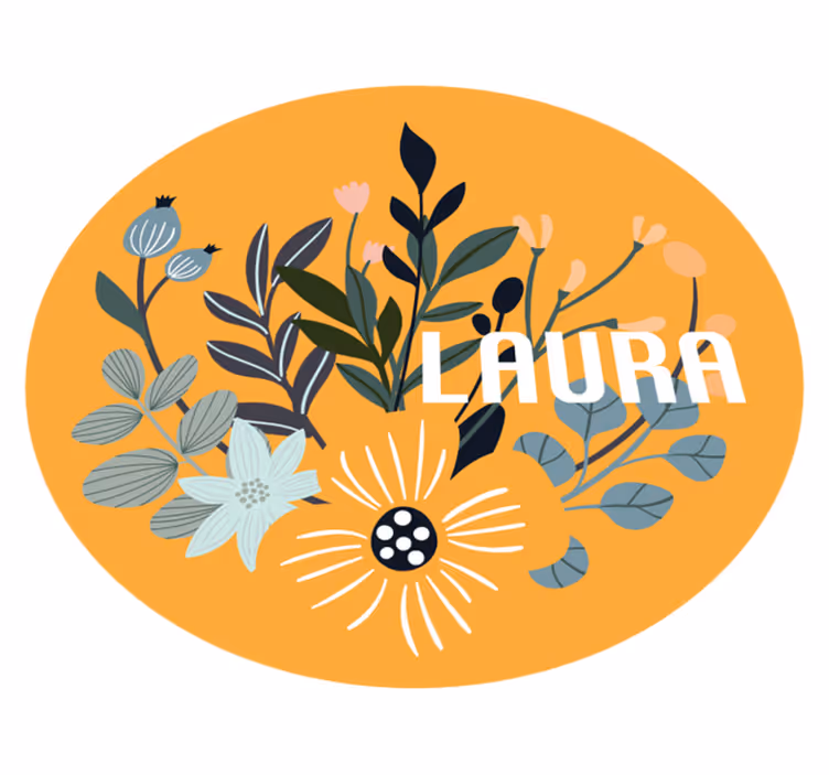 Personalized Floral Badge custom vinyl rug - TenStickers