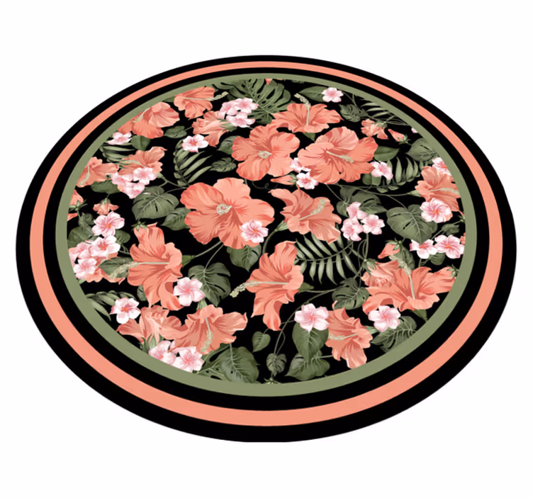 Floral vinyl rug with circular floral design - TenStickers