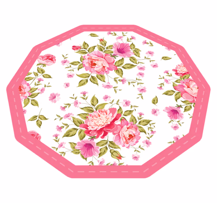 Blossom Octagon floral vinyl rug - TenStickers