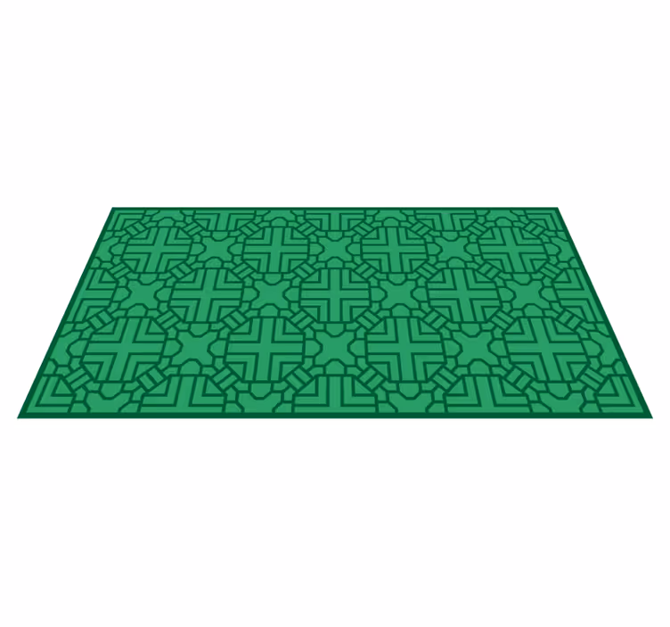 Geometric vinyl rug in green geometric pattern - TenStickers