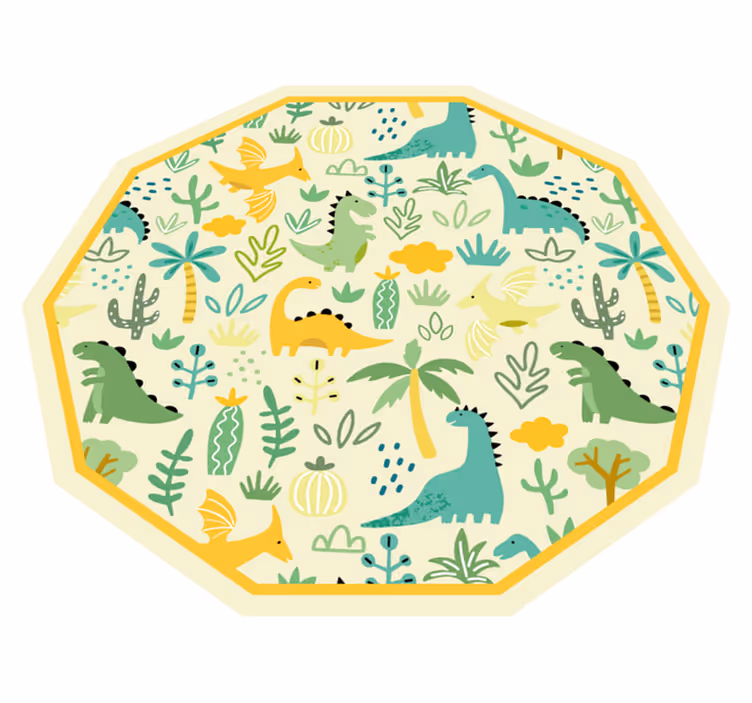 Dinosaur Hexagon kids vinyl rug - TenStickers