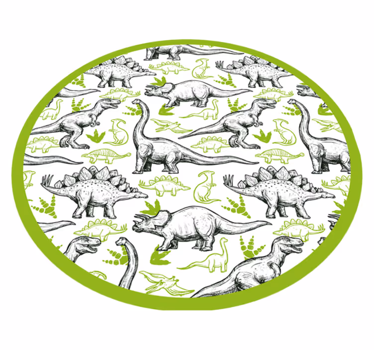 Dinosaur Themed Circle kids vinyl rug - TenStickers