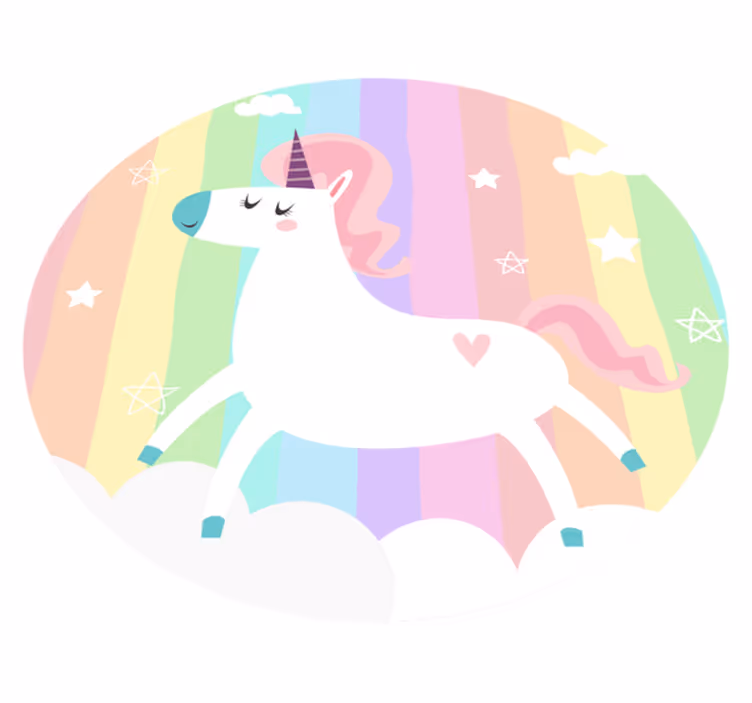 Watercolor background with unicorn animal rug - TenStickers