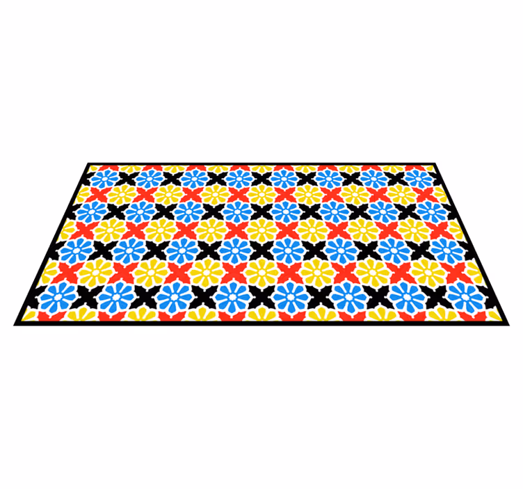 Mosaic vinyl rug in vibrant mosaic design - TenStickers