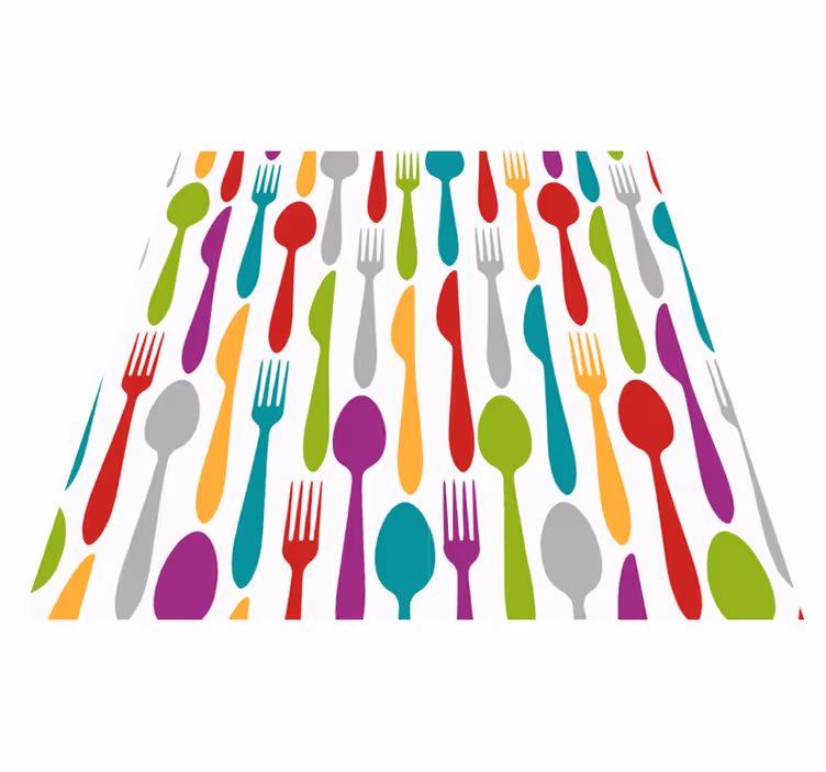 Colorful Cutlery Pattern kitchen vinyl rug - TenStickers