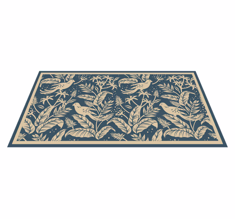 Botanical Bird Illustration floral vinyl rug - TenStickers