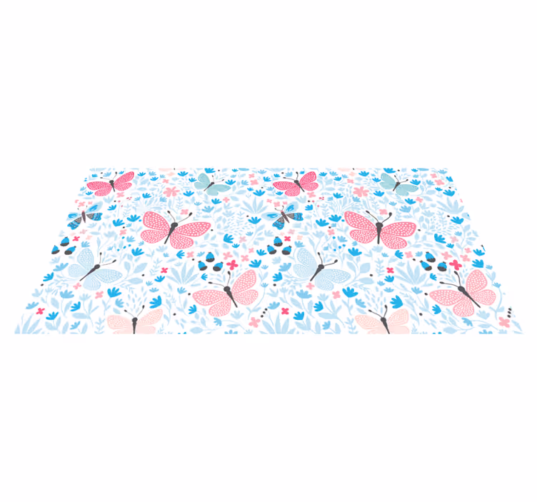 Botanical Butterfly floral vinyl rug - TenStickers