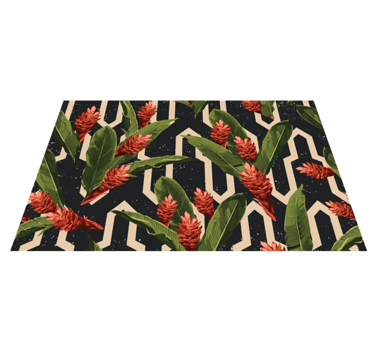 Botanical Geometric floral vinyl rug - TenStickers