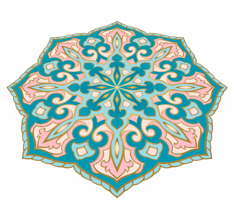 Mandala-Inspired Medallion mosaic vinyl rug - TenStickers