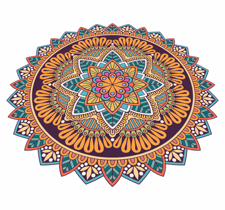 Vibrant mandala motif mandala vinyl rug - TenStickers