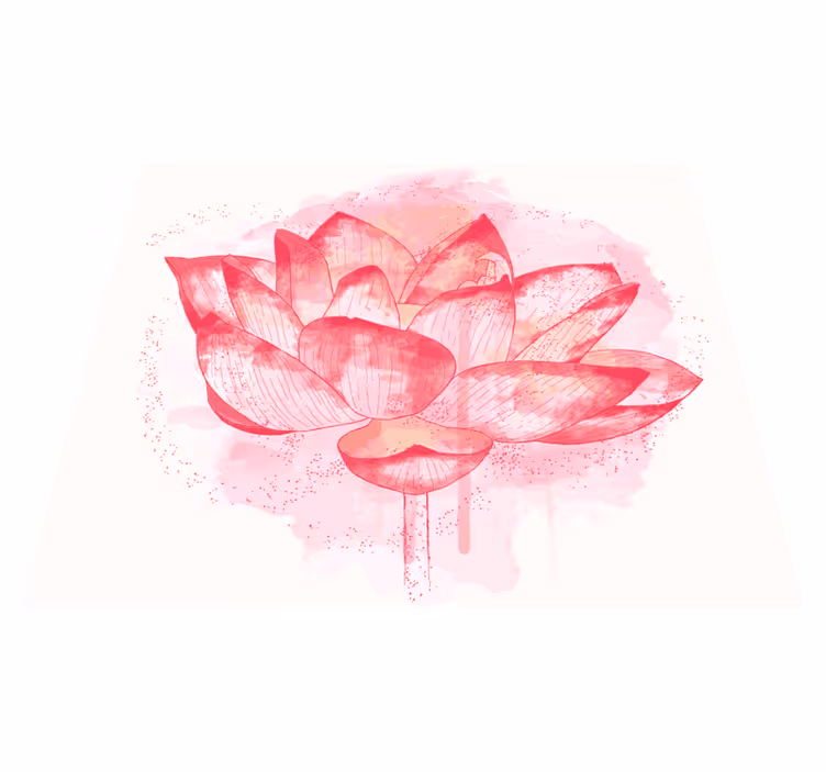 Watercolor Lotus floral vinyl rug - TenStickers
