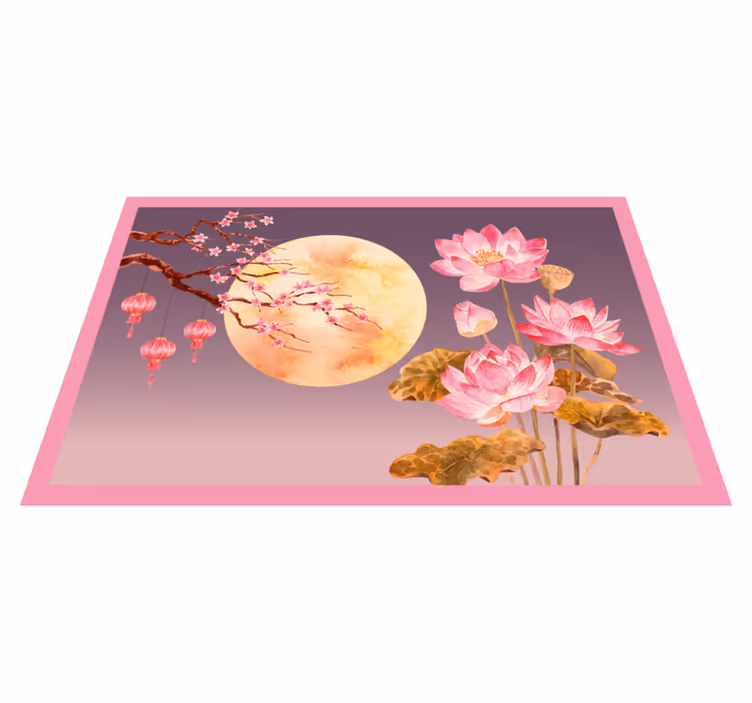 Botanical Moonlight floral vinyl rug - TenStickers