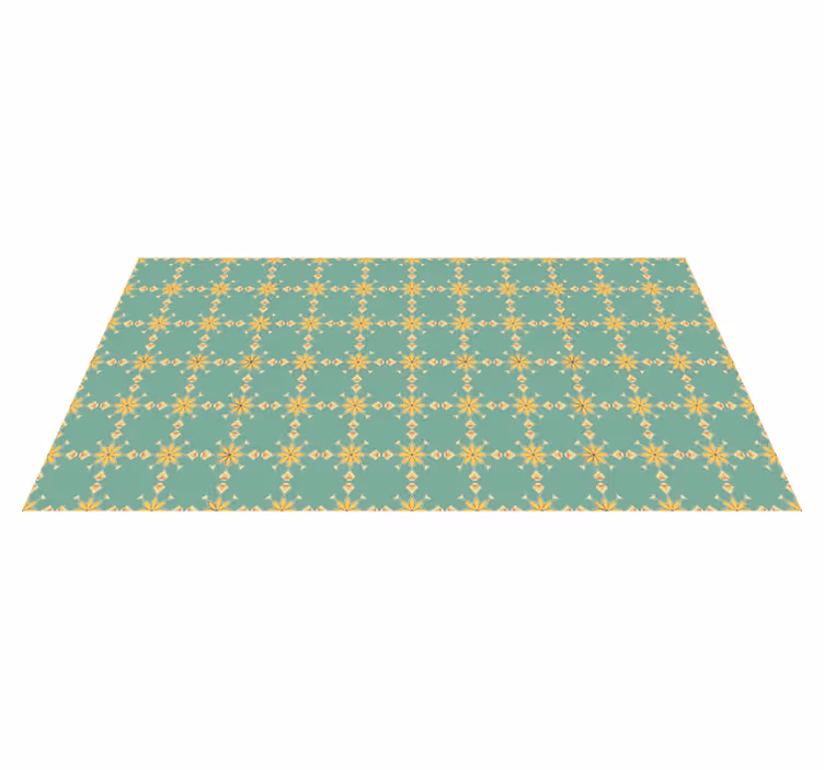Vintage green floral pattern tile carpet - TenStickers