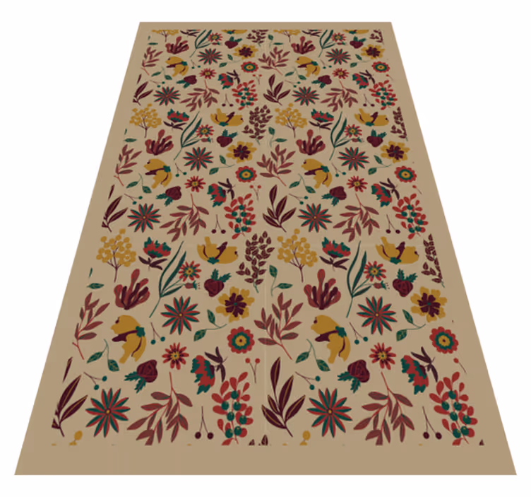 Autumn Botanical Motifs floral vinyl rug - TenStickers