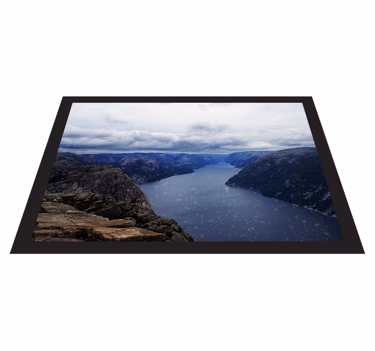 Norway fjord blue water nature vinyl rug - TenStickers