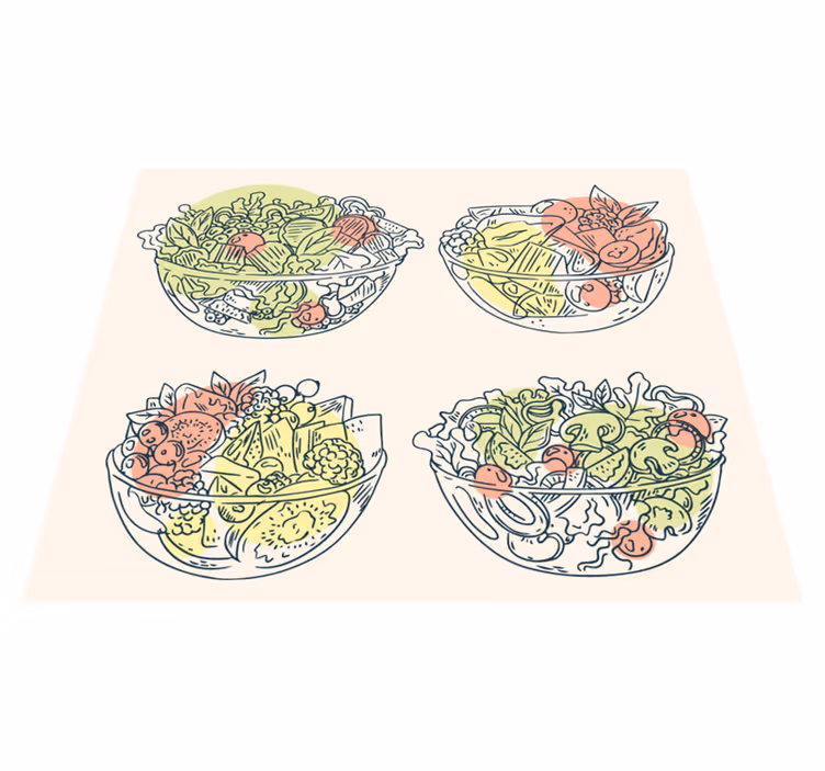 Salad Bowl Illustrations dining room vinyl rug - TenStickers
