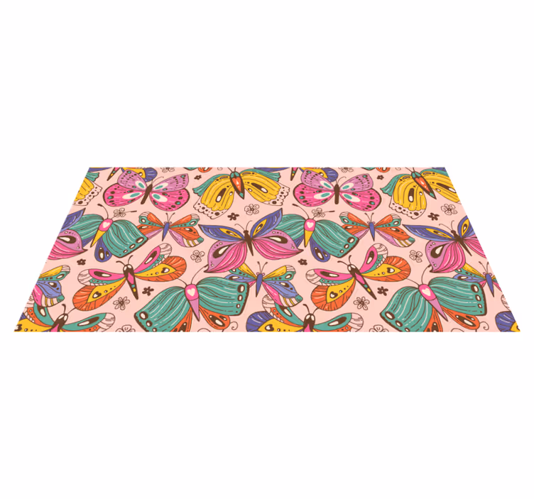 Colorful Butterfly Motif kids vinyl rug - TenStickers
