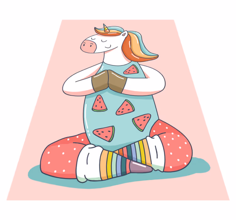 Meditating Unicorn kids vinyl rug - TenStickers