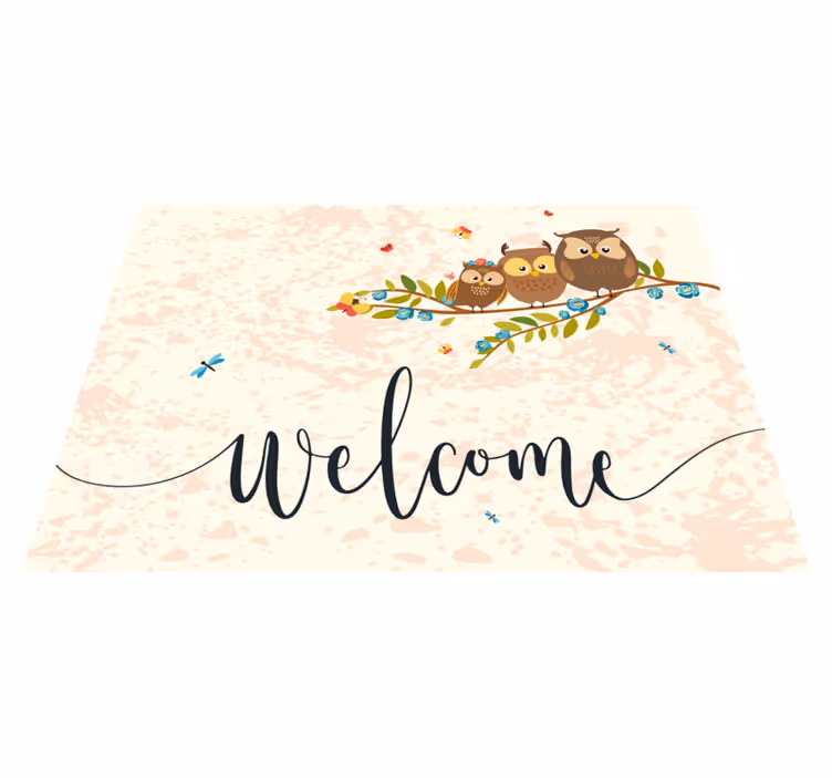 Welcome Owl Entrance Vinyl Rug - TenStickers
