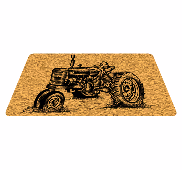 Retro Tractor Artwork vintage vinyl rug - TenStickers