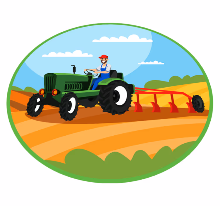 Ploughing Tractor kids vinyl rug - TenStickers