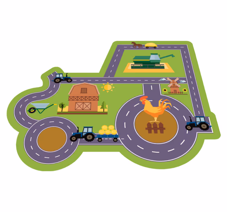 Farm Play Circuit road vinyl rug - TenStickers