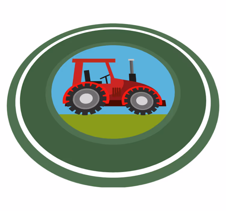 Green circle tractor kids vinyl rug - TenStickers