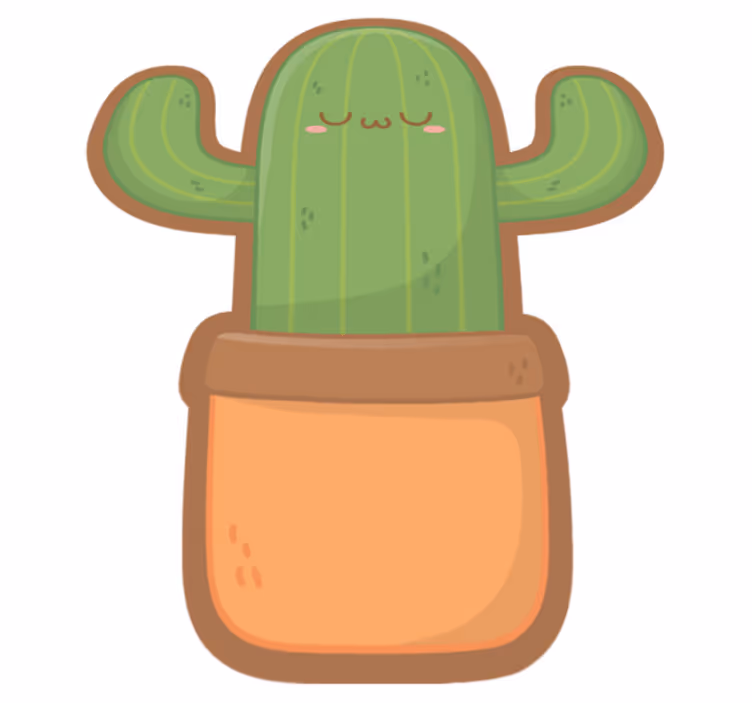Cute Cactus Illustration floral vinyl rug - TenStickers