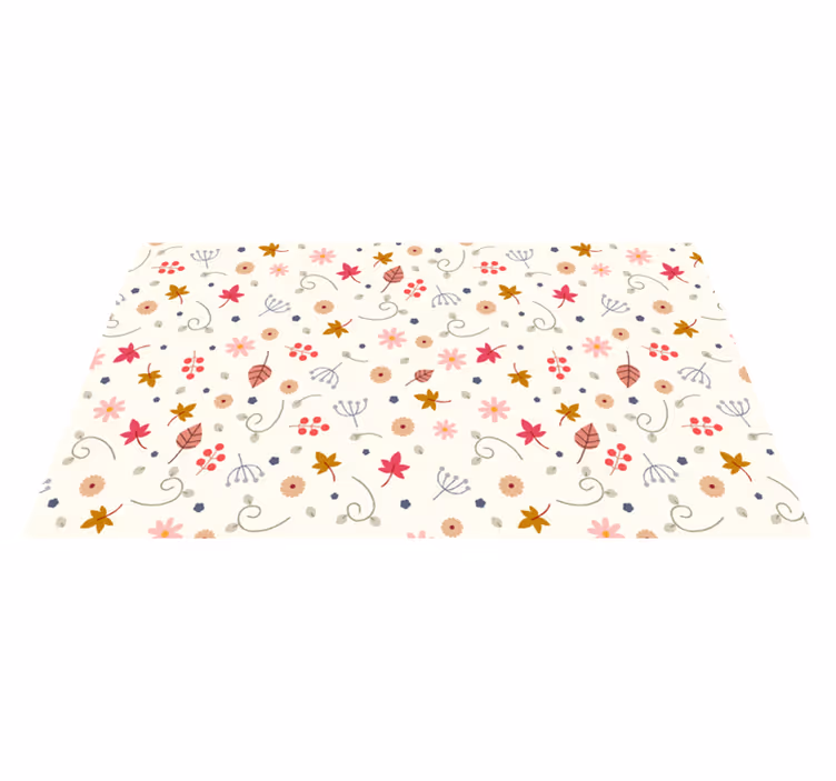 Floral vinyl rug with floral pattern accent - TenStickers