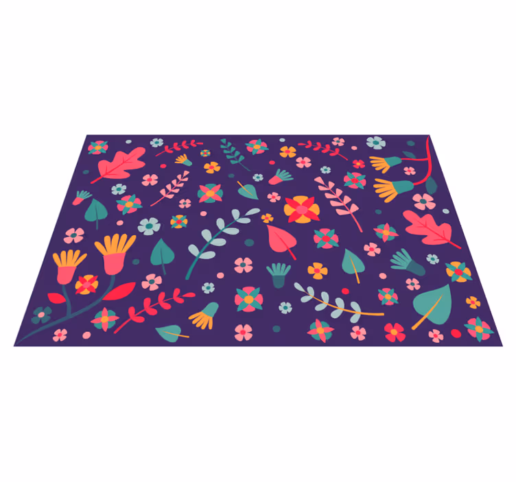 Blooming Color Explosion floral vinyl rug - TenStickers