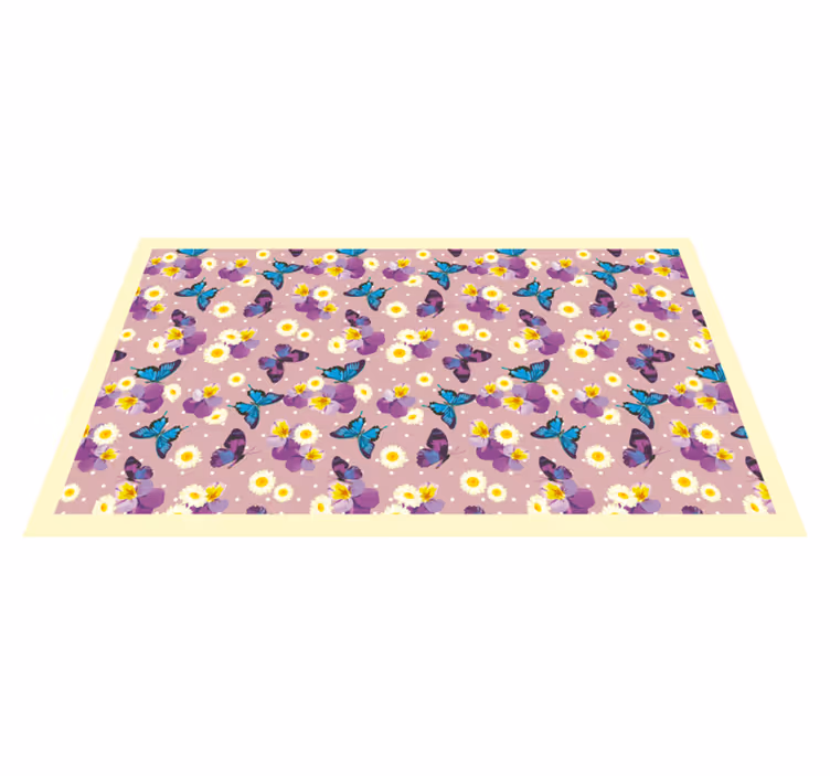 Butterfly Garden Array kids vinyl rug - TenStickers