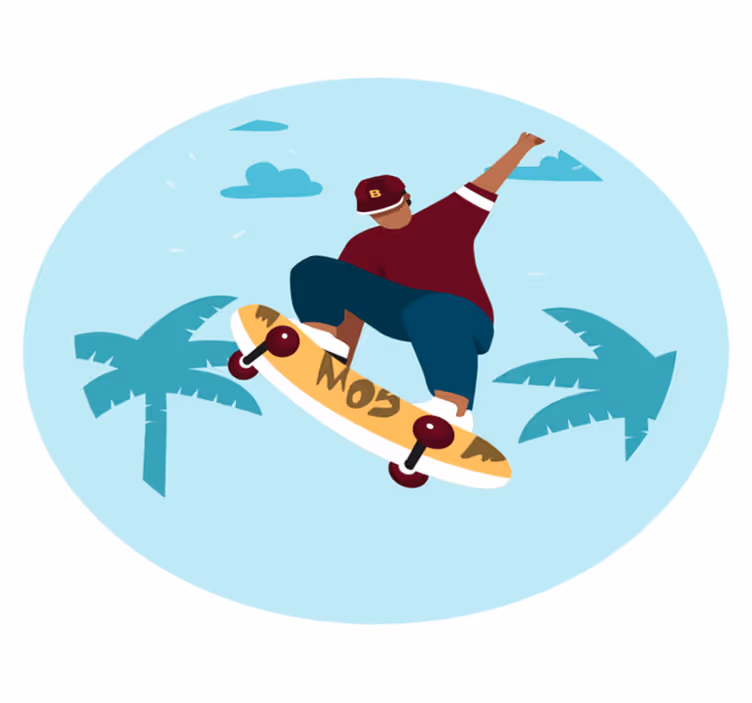 Skateboarding Illustration teenage bedroom vinyl rug - TenStickers