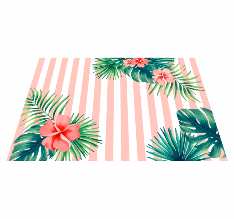 Tropical Flora Stripe floral vinyl rug - TenStickers