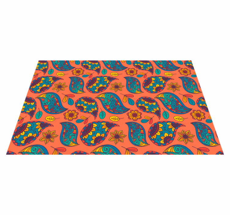 Floral vinyl rug with paisley floral pattern - TenStickers