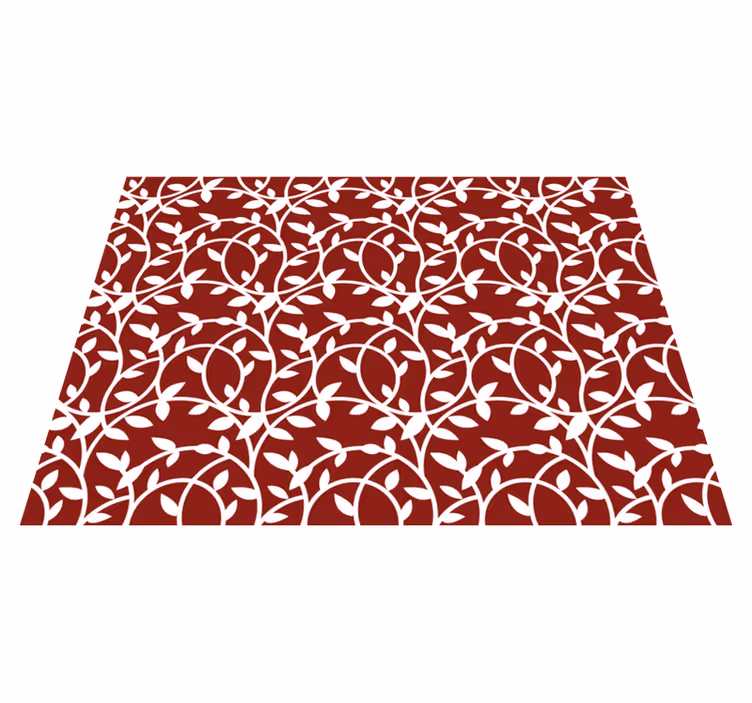 Red and white leaf floral rug - TenStickers