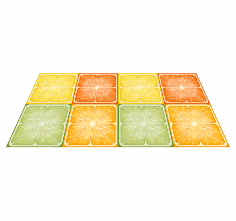 Citrus Slice Collage kitchen vinyl rug - TenStickers
