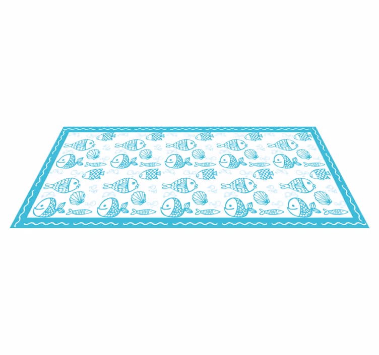 Blue aquatic animals kitchen vinyl rug - TenStickers