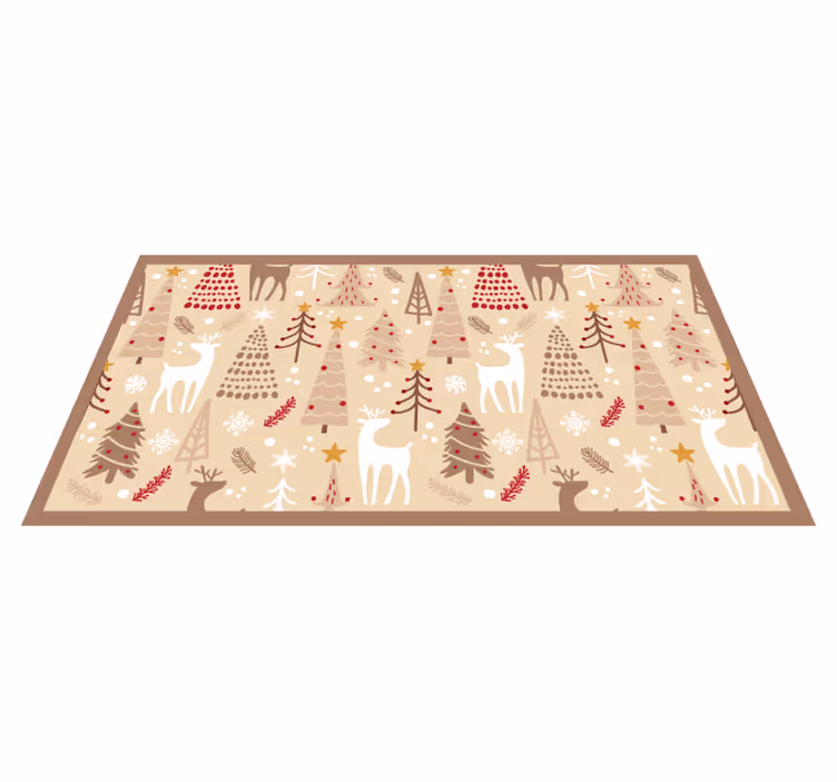 Festive Woodland Scene scandinavian vinyl rug - TenStickers