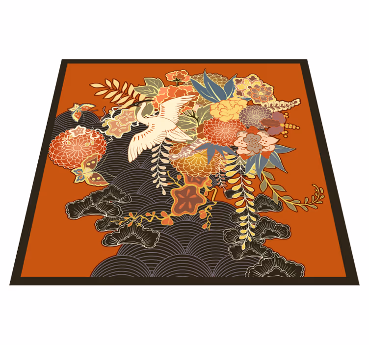 Elaborate Botanical Element floral vinyl rug - TenStickers