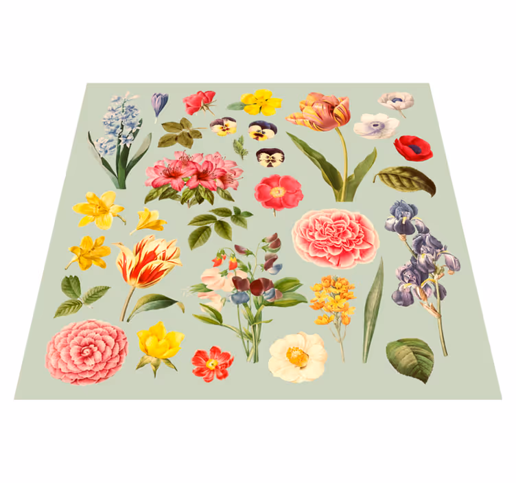 Floral vinyl rug floral botanical collection - TenStickers