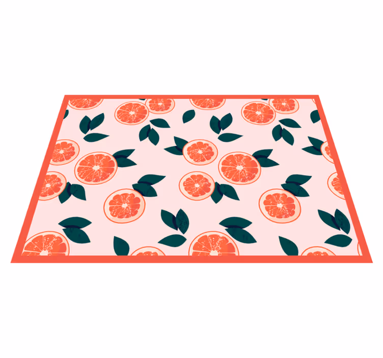 Blush citrus blossom floral vinyl rug - TenStickers