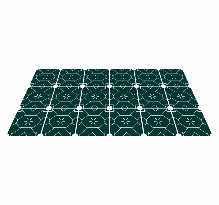 Tile vinyl rug geometric green design - TenStickers