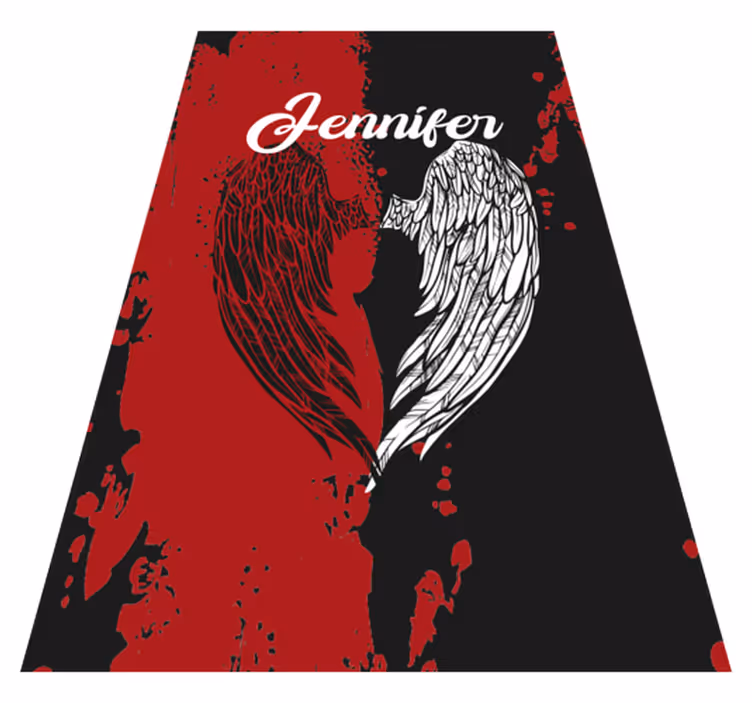 Heart wings with name teenage bedroom vinyl rug - TenStickers
