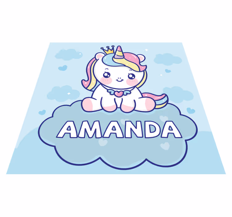 Cute baby unicorn personalised mat - TenStickers
