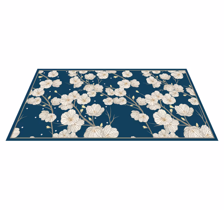 Flourishing floral motif floral vinyl rug - TenStickers
