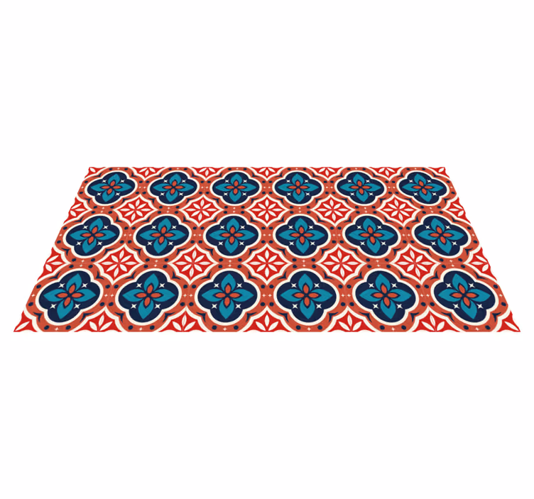 Mosaic vinyl rug vibrant botanical inspiration - TenStickers